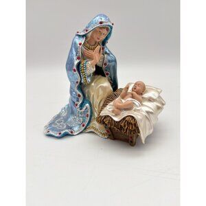 Hawthorne Village Jeweled Nativity Collection Mary, Baby Jesus/manger, Glitter